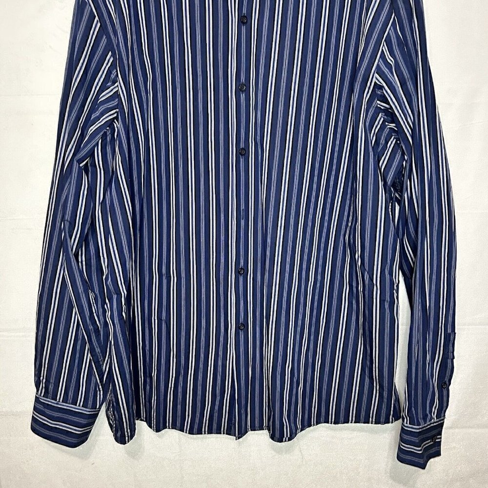 Claiborne Men's Button-Down Shirt Long Sleeve Blue Striped Size XXL - Picture 3 of 5